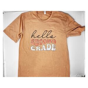 Outlash Teacher Tshirt Hello Second Grade Size M PreOwned Educator School Spirit